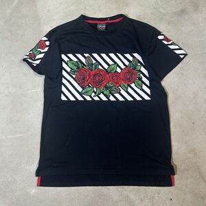 KRISP NYC Embroidered Roses Graphic Shirt Sz Large Short Sleeve Cotton Blend